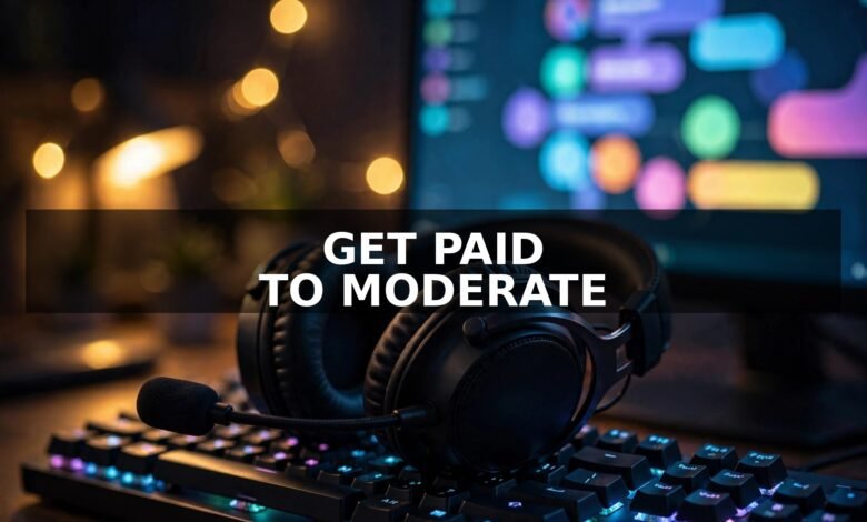 How to make money as a Discord moderator — gaming headset on keyboard with community chat on monitor