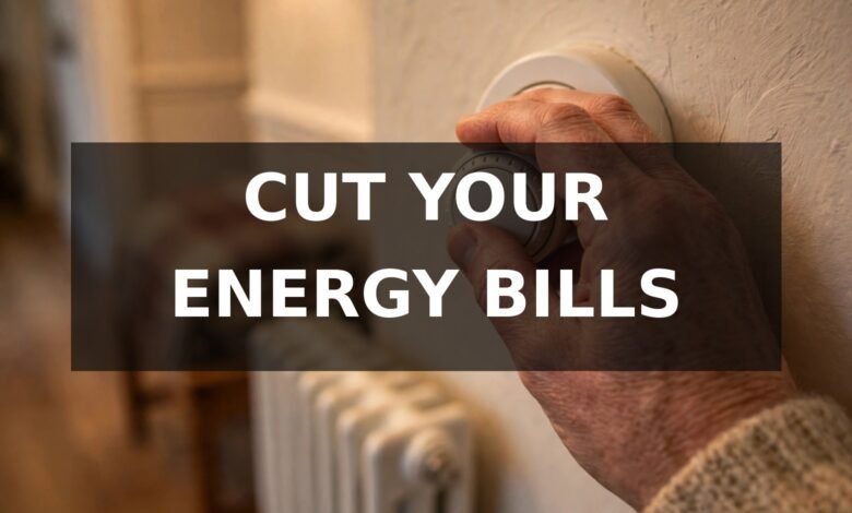 Hand turning down a thermostat — how to save money on energy bills UK