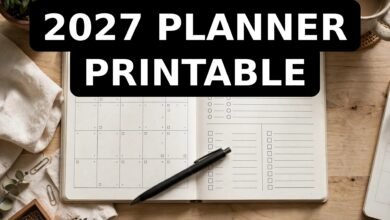 2027 printable planner with monthly calendar and habit tracker pages