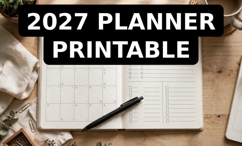 2027 printable planner with monthly calendar and habit tracker pages