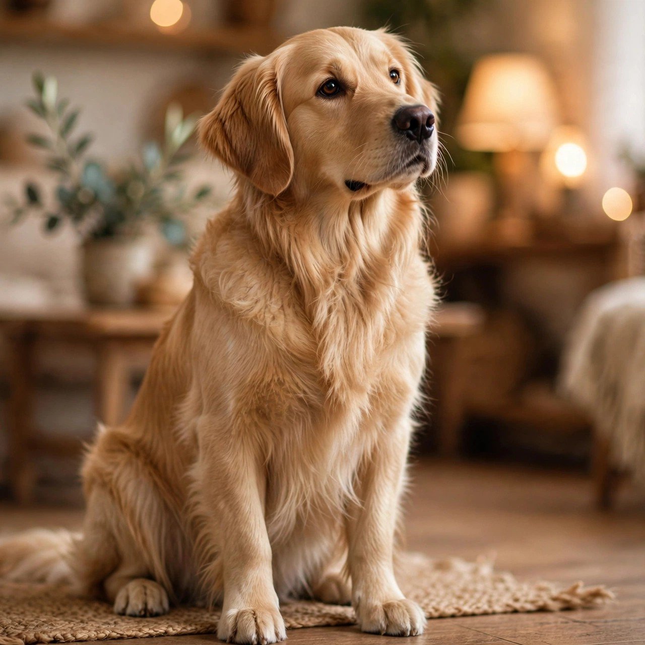 Golden retriever listening patiently - your pitch practice audience at Furveko