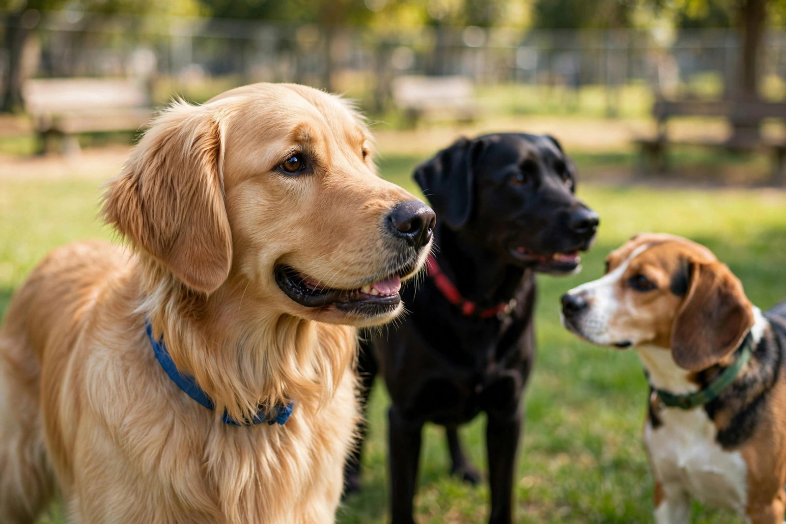 Golden retriever networking at the dog park - Furveko pet guides