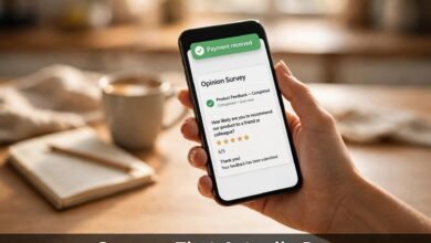 Online survey jobs on a phone screen - legit sites that pay