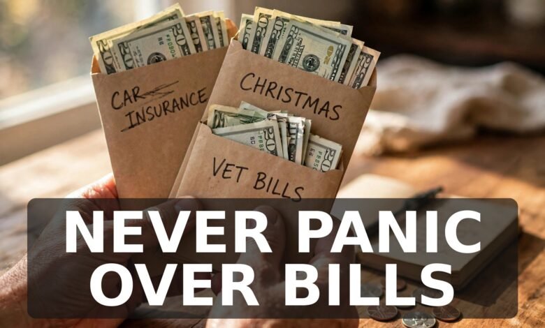 Sinking funds for beginners — labeled budgeting envelopes with cash