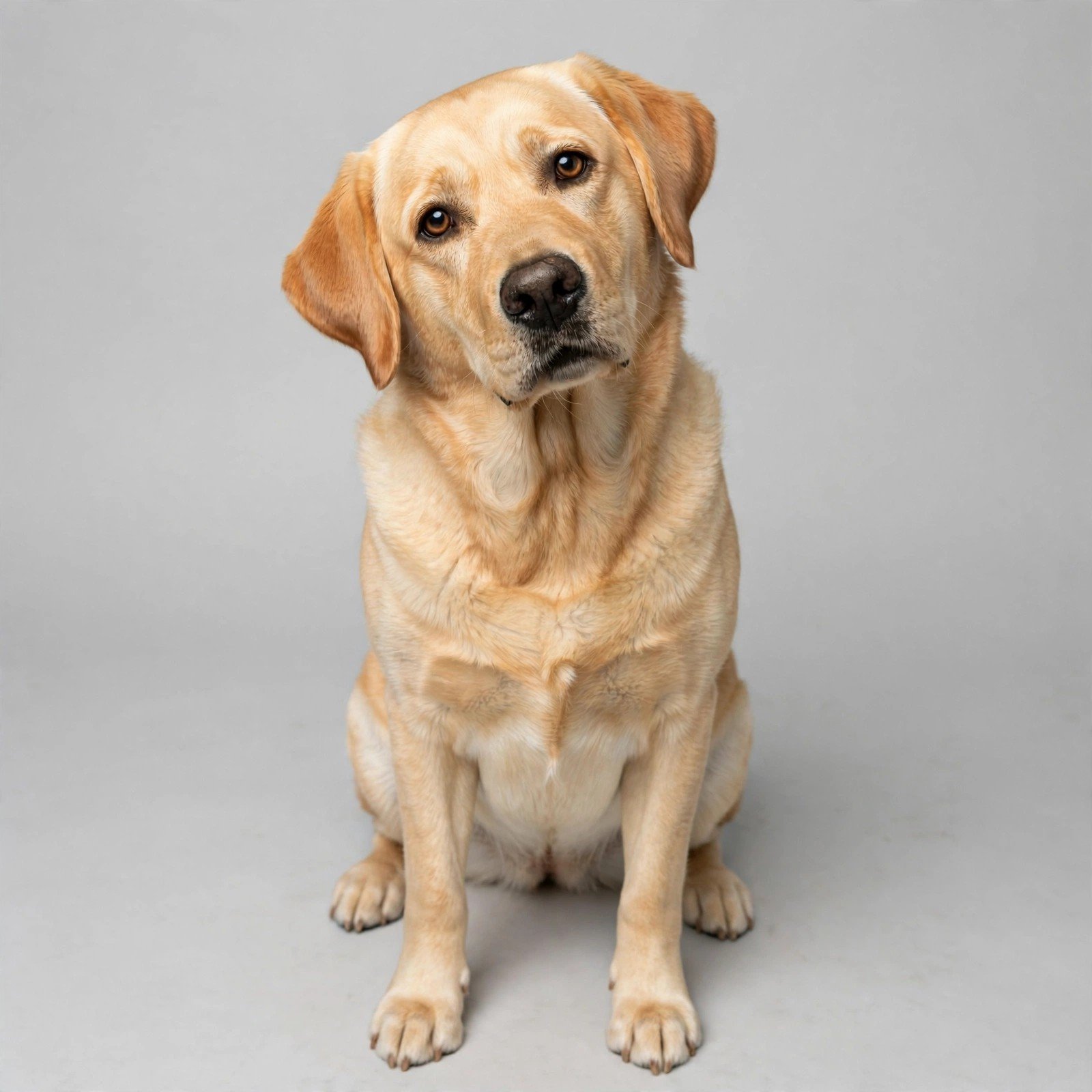 Labrador sitting attentively like an interview panel member