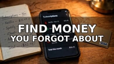 Phone showing subscription charges beside a credit card and notebook — how to save money on subscriptions