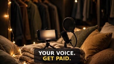 Beginner starting voice over jobs from home with a microphone