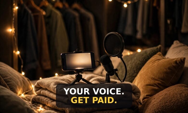Beginner starting voice over jobs from home with a microphone