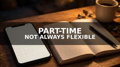 Phone and planner on an evening desk — work from home part-time jobs that are not always flexible